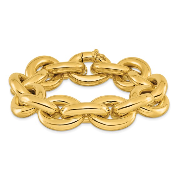 Herco 14K Polished 21mm Open Link Cable 9 Inch Bracelet