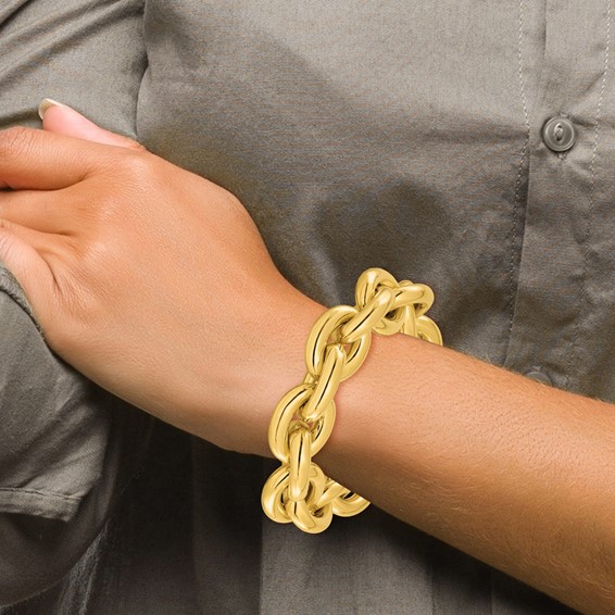 Herco 14K Polished 21mm Open Link Cable 9 Inch Bracelet