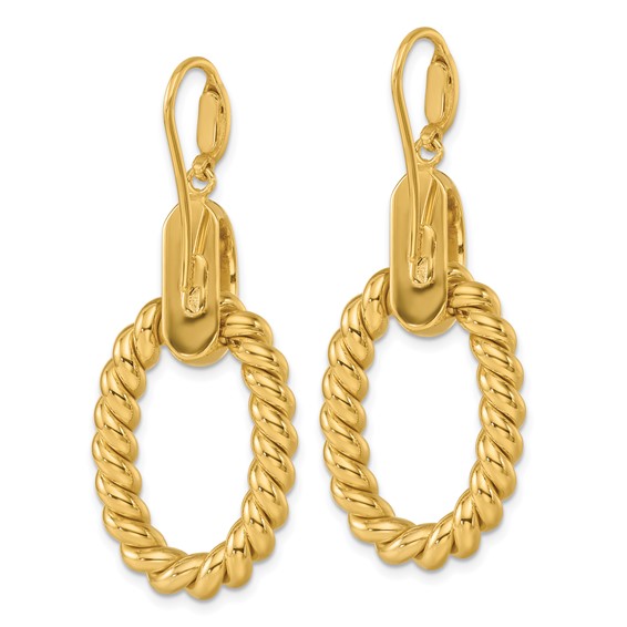 Herco 14K Polished and Twisted Oval Shephard Hook Dangle Earrings