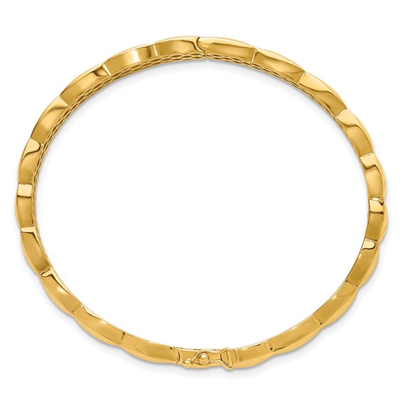 Herco 14K Polished X Pattern 8mm Hinged Bangle