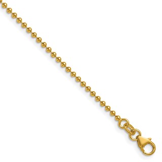 Herco 14K Polished 2.0mm Solid Beaded 7 Inch Chain Bracelet