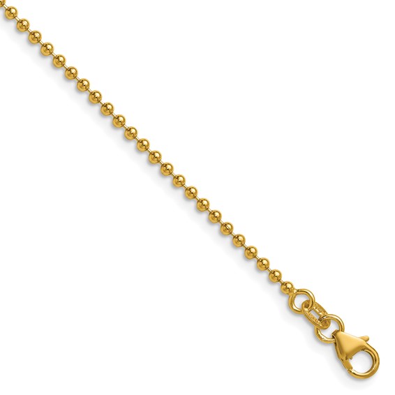 Herco 14K Polished 1.8mm Solid Beaded 22 Inch Chain