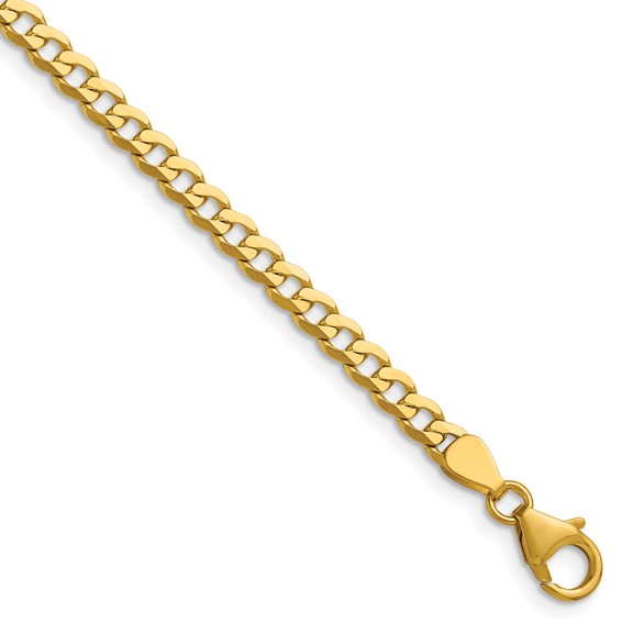 Herco 14K Polished 3.8mm Solid Beveled Flat Curb 22 Inch Chain