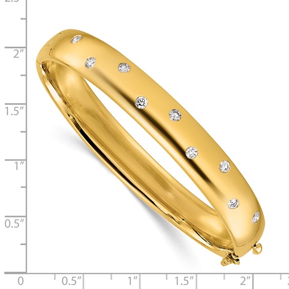 Herco 14K Polished Diamond Hinged Bangle