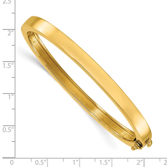 Herco 14K Polished Flat 5.2mm Solid 6.5in. Hinged Bangle