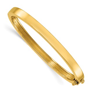 Herco 14K Polished Flat 5.2mm Solid 6.5in. Hinged Bangle