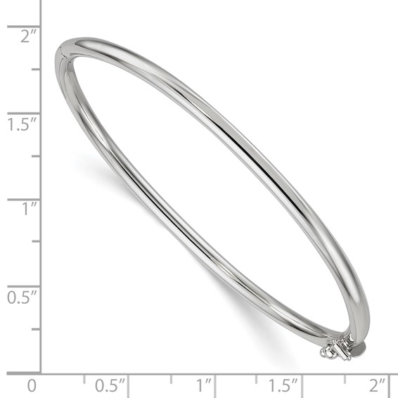 Herco 14K White Gold Polished 3mm Hinged Bangle
