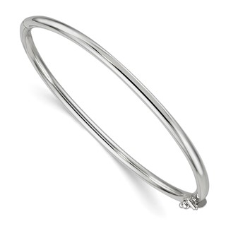 Herco 14K White Gold Polished 3mm Hinged Bangle