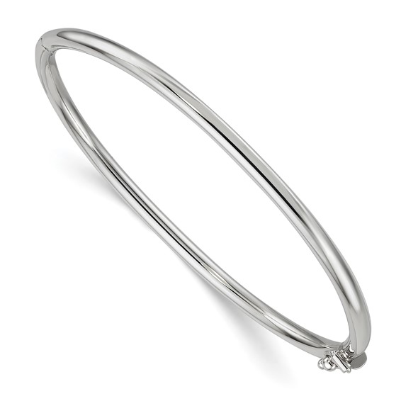 Herco 14K White Gold Polished 3mm Hinged Bangle