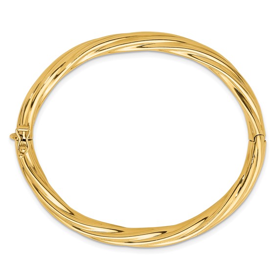 Herco 14K Polished and Twisted 5.8mm Hinged Bangle