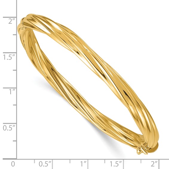 Herco 14K Polished and Twisted 5.8mm Hinged Bangle