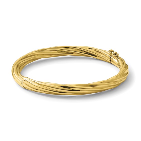 Herco 14K Polished and Twisted 5.8mm Hinged Bangle