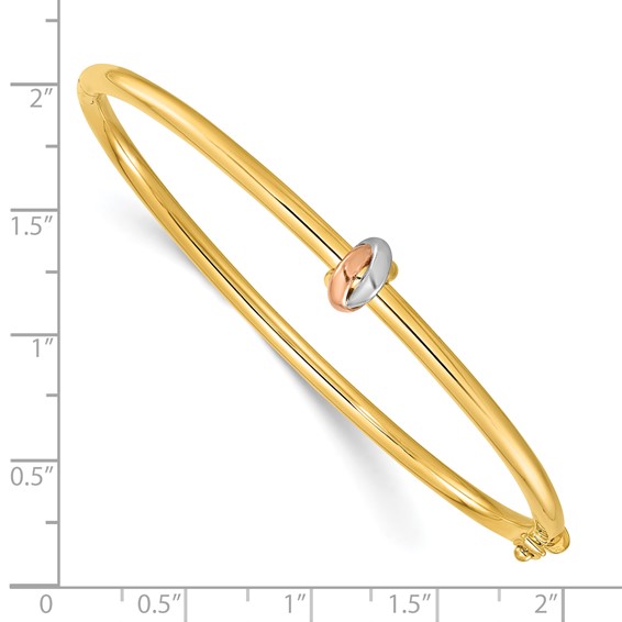 Herco 14K Tri-color Polished Love Knot Hinged Bangle