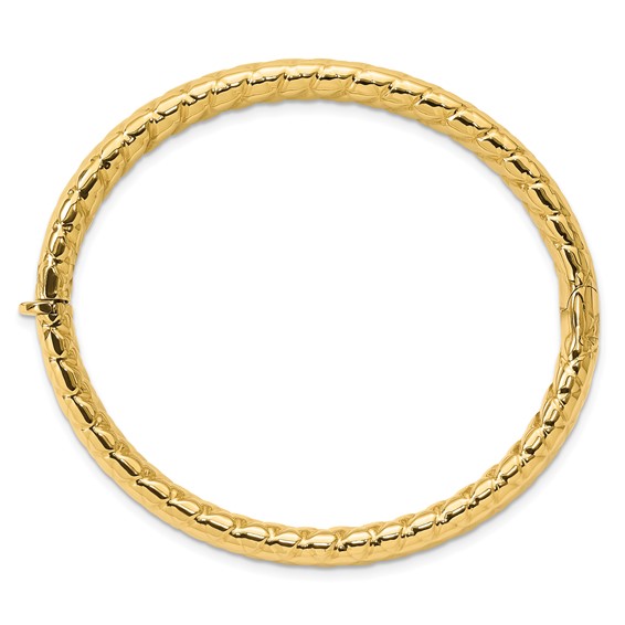 Herco 14K Polished and Grooved 8.3mm Hinged Bangle