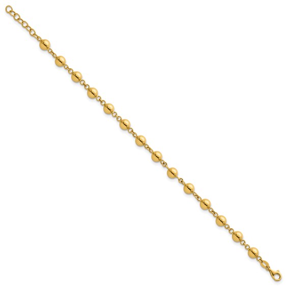 Herco 14K Polished 6mm Bead Station 7.5 Inch with .75 Inch Extension Bracelet
