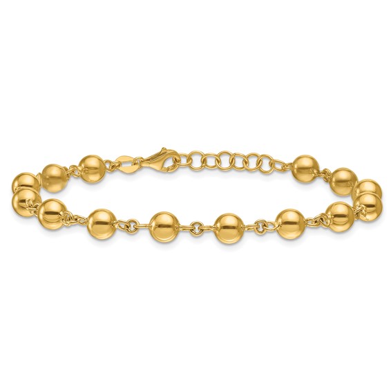 Herco 14K Polished 6mm Bead Station 7.5 Inch with .75 Inch Extension Bracelet