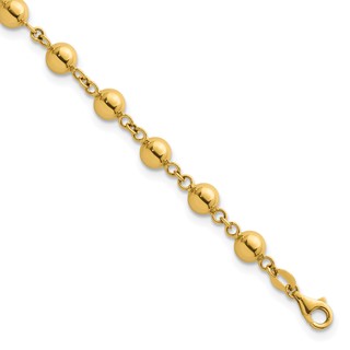 Herco 14K Polished 6mm Bead Station 7.5 Inch with .75 Inch Extension Bracelet