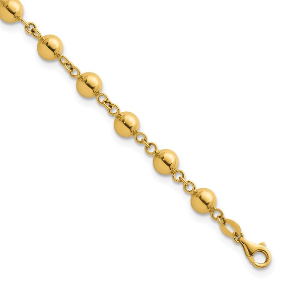 Herco 14K Polished 6mm Bead Station 7.5 Inch with .75 Inch Extension Bracelet