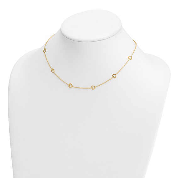 HERCO Gold Open Hearts on Chain Necklaces