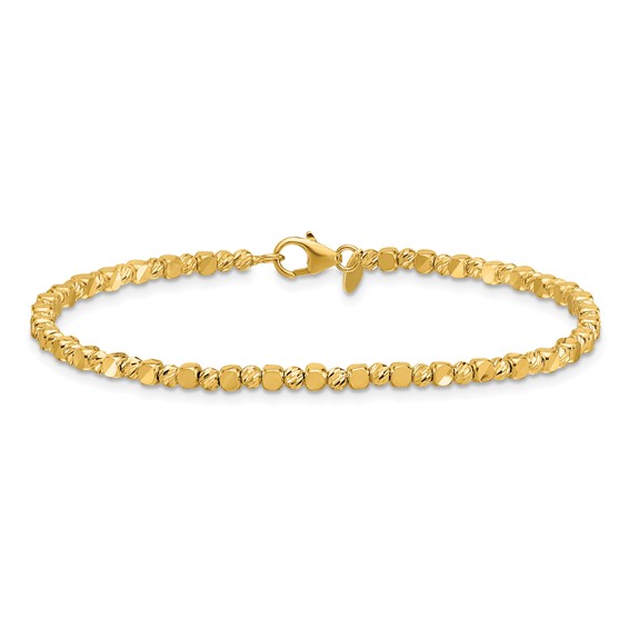 Herco 14K Polished and Diamond-cut 2.5mm Bead 7.25 inch Bracelet