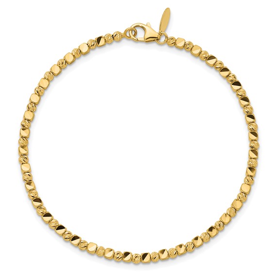 Herco 18K Polished and Diamond-cut 2.5mm Bead 7.25 inch Bracelet