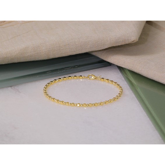 Herco 18K Polished and Diamond-cut 2.5mm Bead 7.25 inch Bracelet