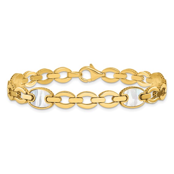 Herco 14K Polished Mother of Pearl Fancy Link 7.5 inch Bracelet