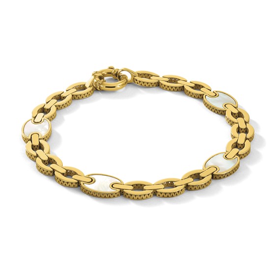 Herco 14K Polished Mother of Pearl Fancy Link 7.5 inch Bracelet