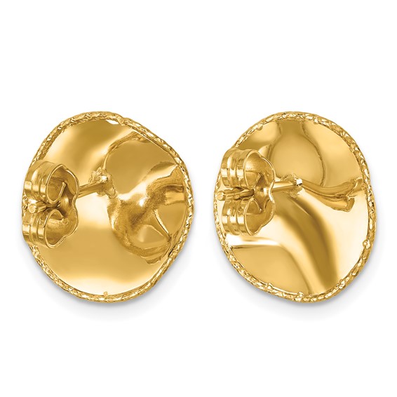 Herco 14K Polished and Textured Wavy Circle Post Earrings