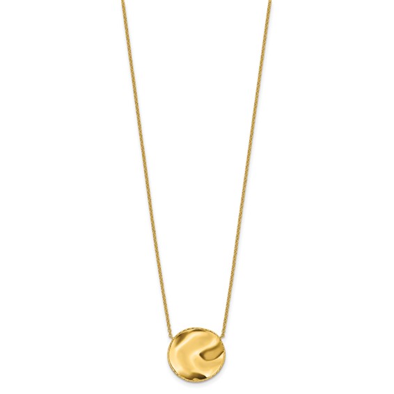 Herco 14K Polished Wavy Rope Edge Circle 18 inch Necklace