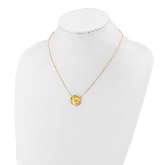 Herco 14K Polished Wavy Rope Edge Circle 18 inch Necklace