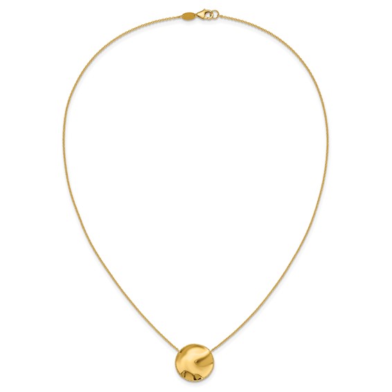 Herco 14K Polished Wavy Rope Edge Circle 18 inch Necklace