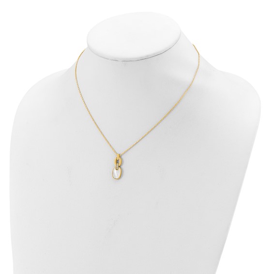HERCO Gold Diamond & Mother of Pearl Pendant Necklaces