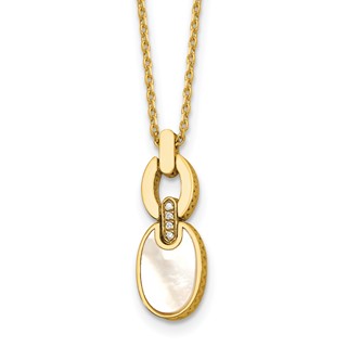 HERCO Gold Diamond & Mother of Pearl Pendant Necklaces
