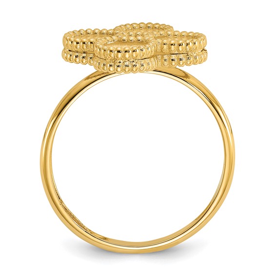 Herco 14K Polished and Beaded Mother of Pearl Flower Ring