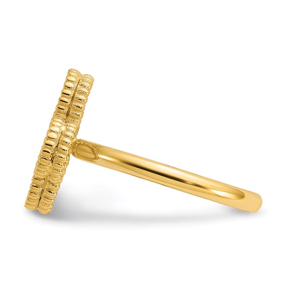 Herco 14K Polished and Beaded Mother of Pearl Flower Ring