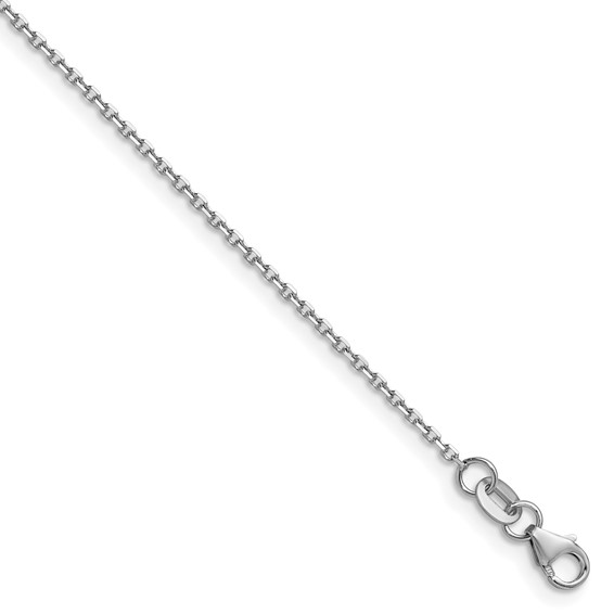 Herco 14K White Gold Rhodium-plated 1.1mm Solid Diamond-cut Cable 22 Inch Chain