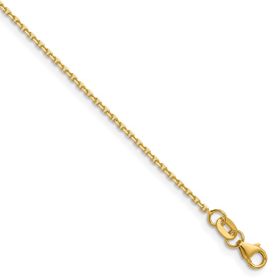 Herco 14K Polished 1.3mm Solid Diamond-cut Cable 22 Inch Chain