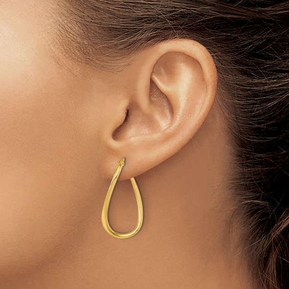 Herco 14K Polished and Twisted Oval Hoop Earrings