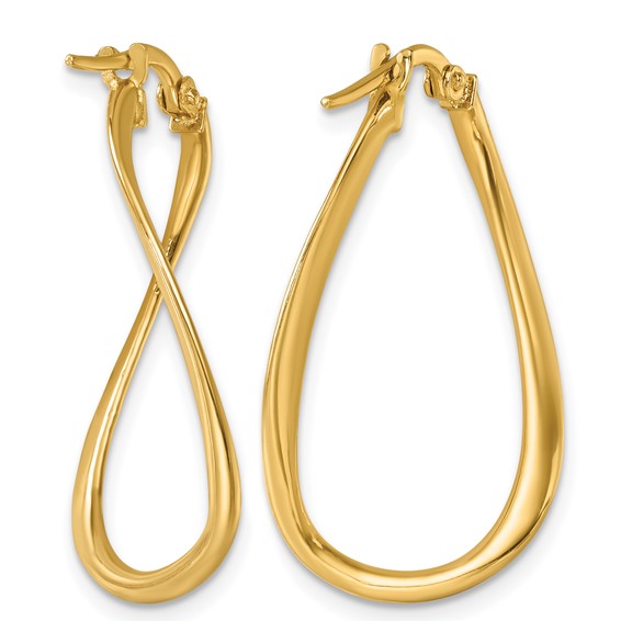 Herco 14K Polished and Twisted Oval Hoop Earrings