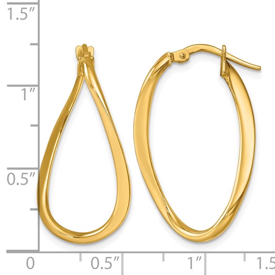Herco 14K Polished and Twisted Oval Hoop Earrings