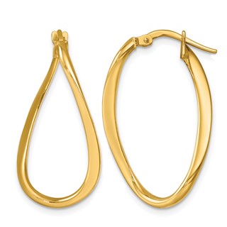 Herco 14K Polished and Twisted Oval Hoop Earrings