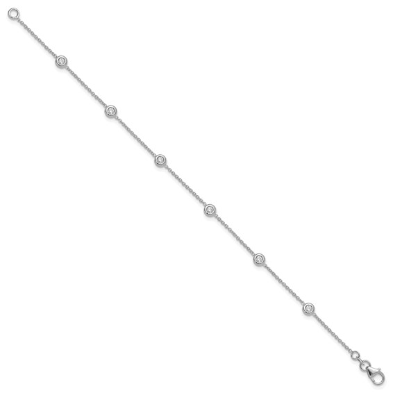 Herco 14K White Gold 1/2 carat Lab Grown Diamond VS+ F+ Six Station 7.25 inch Bracelet