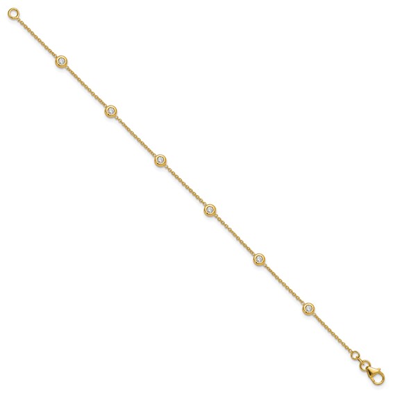 Herco 14K 1/2 carat Lab Grown Diamond VS+ F+ Six Station 7.25 inch Bracelet