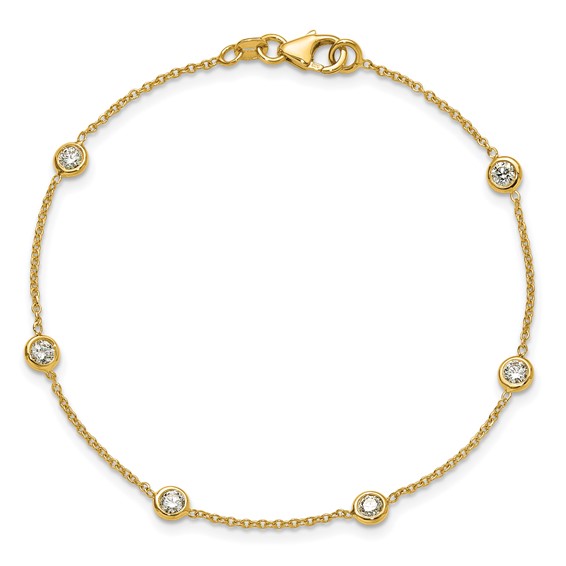 Herco 14K 1/2 carat Lab Grown Diamond VS+ F+ Six Station 7.25 inch Bracelet