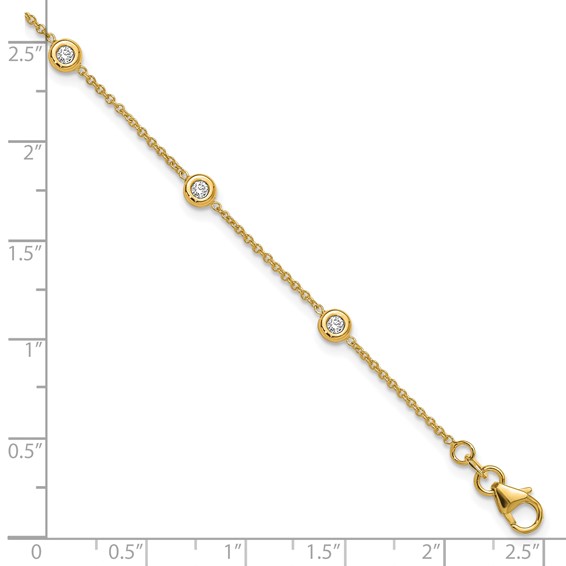 Herco 14K 1/2 carat Lab Grown Diamond VS+ F+ Six Station 7.25 inch Bracelet
