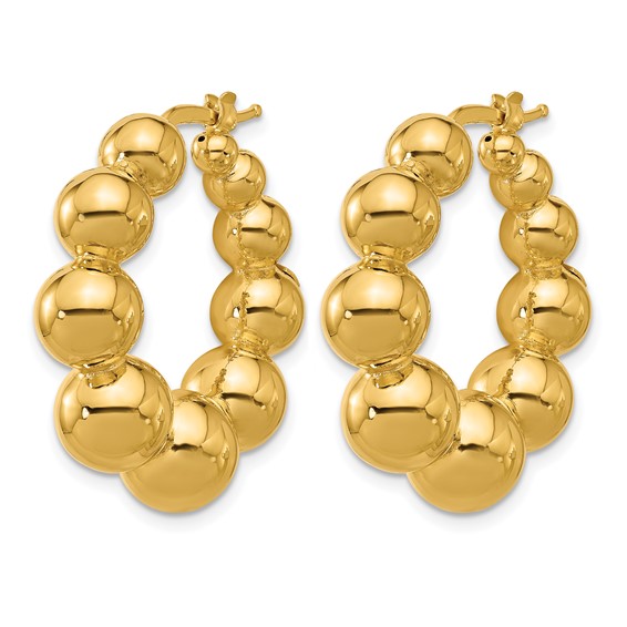 Herco Gold Polished and Beaded Hoop Earrings