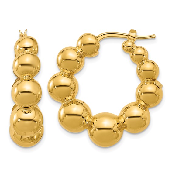 Herco Gold Polished and Beaded Hoop Earrings