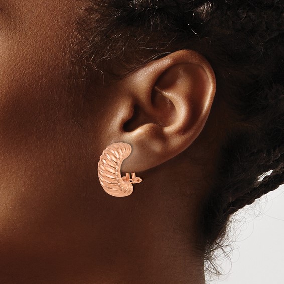 HERCO Gold Scalloped Omega Back Earrings