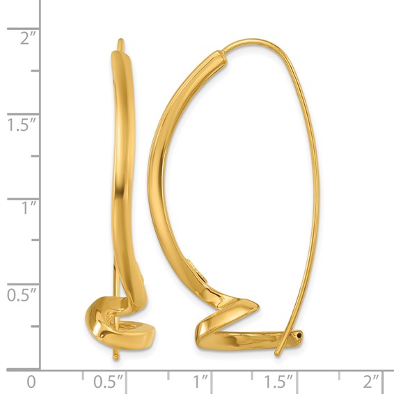 Herco 14K Polished Fancy Twisted Swirl Wire Threader Earrings
